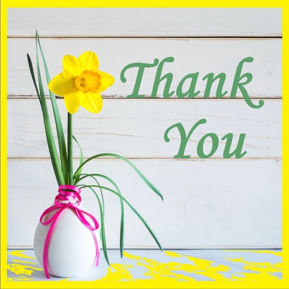 100 (2x2 Inch) Square Stickers, Daffodils High Gloss, Thank You - Picture 3 of 3